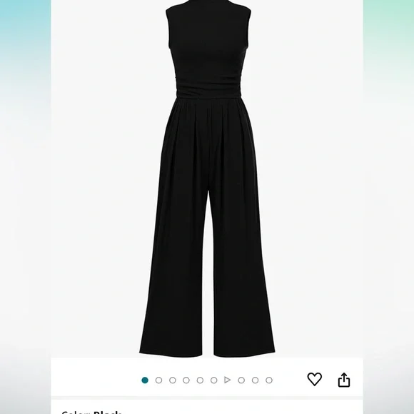 Pretty Garden Womens Summer One Piece Sleeveless Mock Neck Wide Leg Romper - Picture 4 of 9